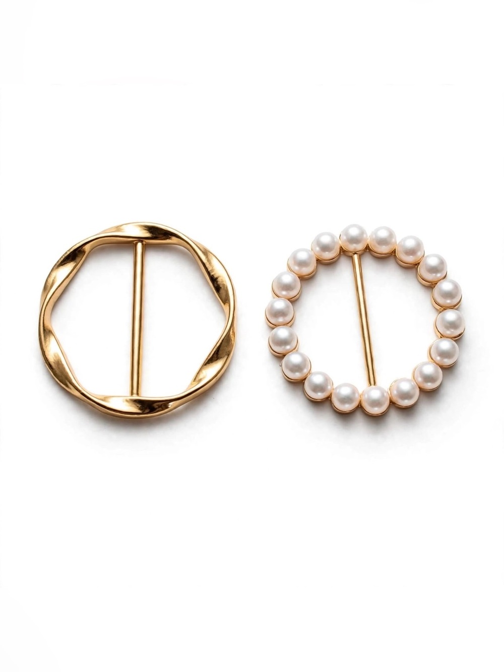 Gold Pearl Scarf Ring Set | 2pc Shawl Clip | Silk Scarf Brooch | Women’s Accesso